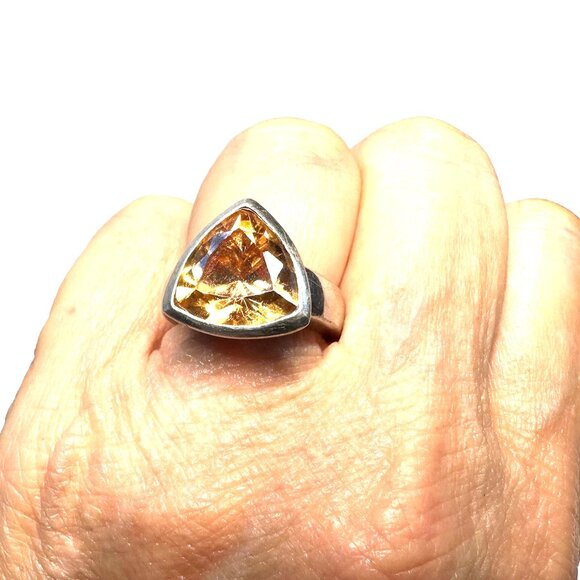 Elle Sterling Silver & Monster Topaz Ring with Signature Ruby Accent — EUC - Picture 4 of 12